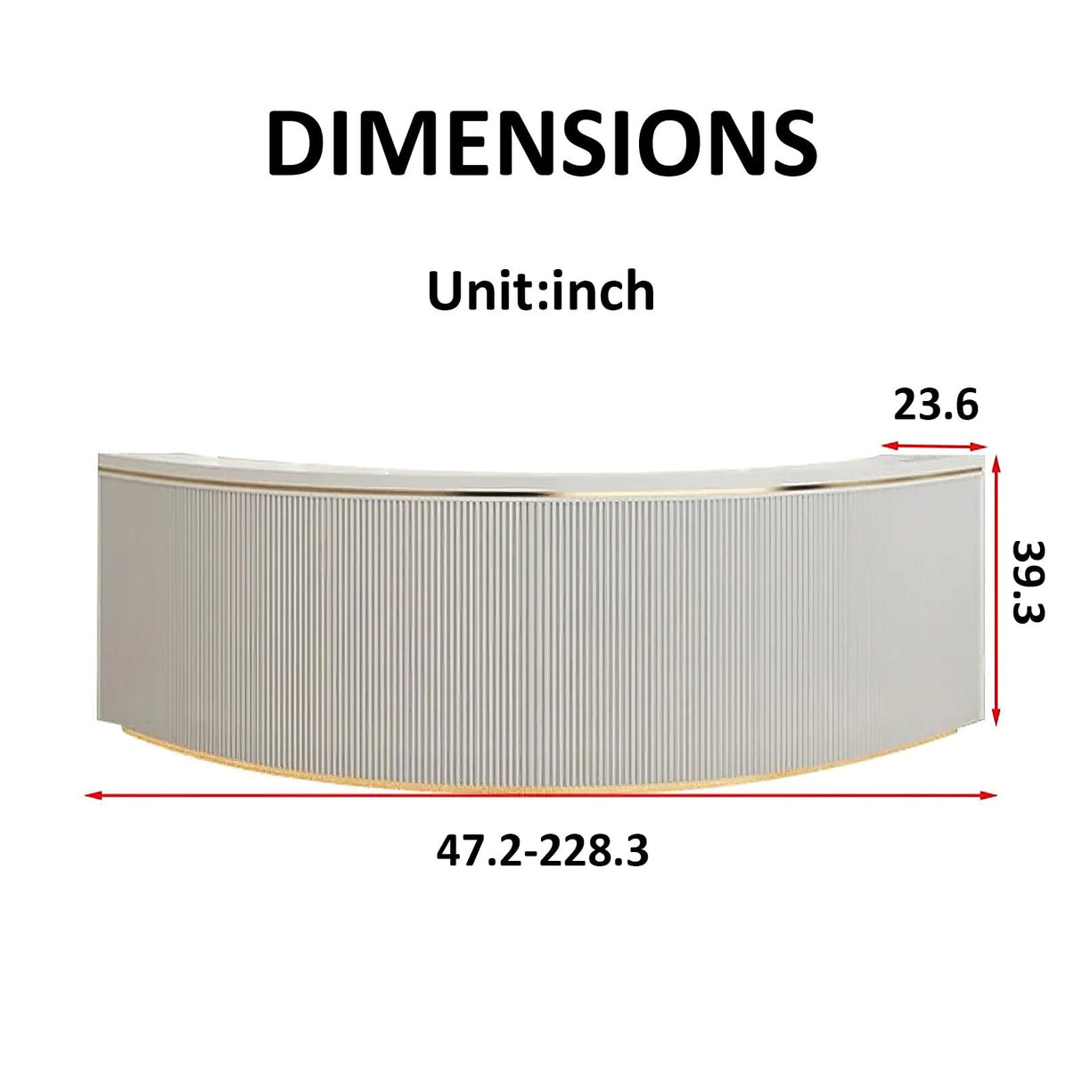 Nuipesn Modern Curved Shaped Reception Desk with Drawer，Storage Cabinet,Keyboard Slider, E1-Grade Borad,Modern Front Desk for Company,Office,Retail(White, 110.24" L*23.62" W*39.37" H) Nuipesn