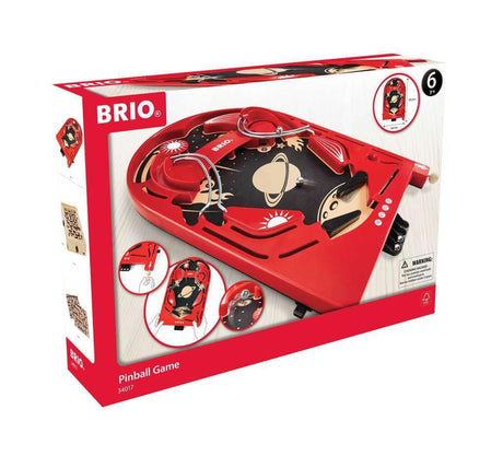 BRIO 34017 Pinball Game - Classic Vintage Arcade Style | Engaging Brain Game for Kids and Adults | Ideal Gift for Ages 6 and Up, Red BRIO