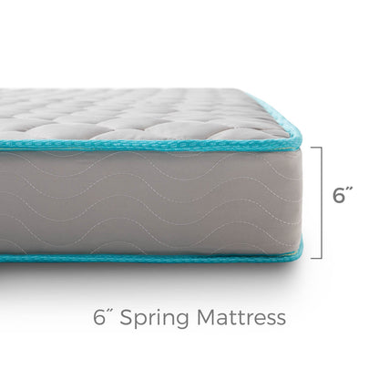 Linenspa 6 Inch Mattress - Firm Feel - Bonnell Spring with Foam Layer - Mattress in a Box - Youth or Kids Bed - Guest Bedroom - Durable and Breathable Support - Affordable - Queen Size