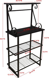 Kings Brand Furniture - Covington Metal Kitchen Shelves Baker’s Rack Microwave Stand, Pewter Kings Brand Furniture