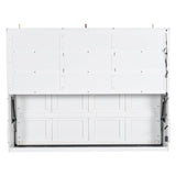 Murphy Cabinet Bed Queen Size with LED Light and Storage Shelves,Sturdy Wood Bed with Folding Sofa,Space Saving,Easy to Assemble,for Living Room &Apartments,Beige JIJIWANG