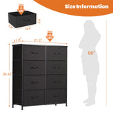 Sweetcrispy Dresser, Dresser for Bedroom Drawer Organizer Storage Drawers, Fabric Storage Tower with 8 Drawers, Chest of Drawers with Steel Frame, Wood Top for Nursery, Living Room, Closet Sweetcrispy
