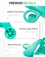 SUUNYN Lounge Chair Outdoor, Chaise Lounge, HDPE 6-Position Outdoor Chaise Lounge, Patio Lounge Chair with Wheels & Cup Holder for Pool Poolside Deck Backyard, Lake Blue SUUNYN