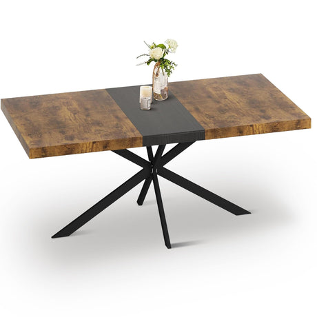 55" -70" Extendable Dining Room Table for 4 6 People,Modern Rustic Kitchen Expanding Table,Wooden Long Large Expandable Dining Room Transformer Table Conference Table for Kitchens,Walnut Ufurpie