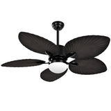 YITAHOME Tropical Ceiling Fan with LED Light and Remote, 52 Inch Outdoor Palm Leaf Fan for Patio with Memory Function, 5 Leaf Blades, Reversible DC Quiet Motor, for Porch, Farmhouse, Indoor, Brown YITAHOME