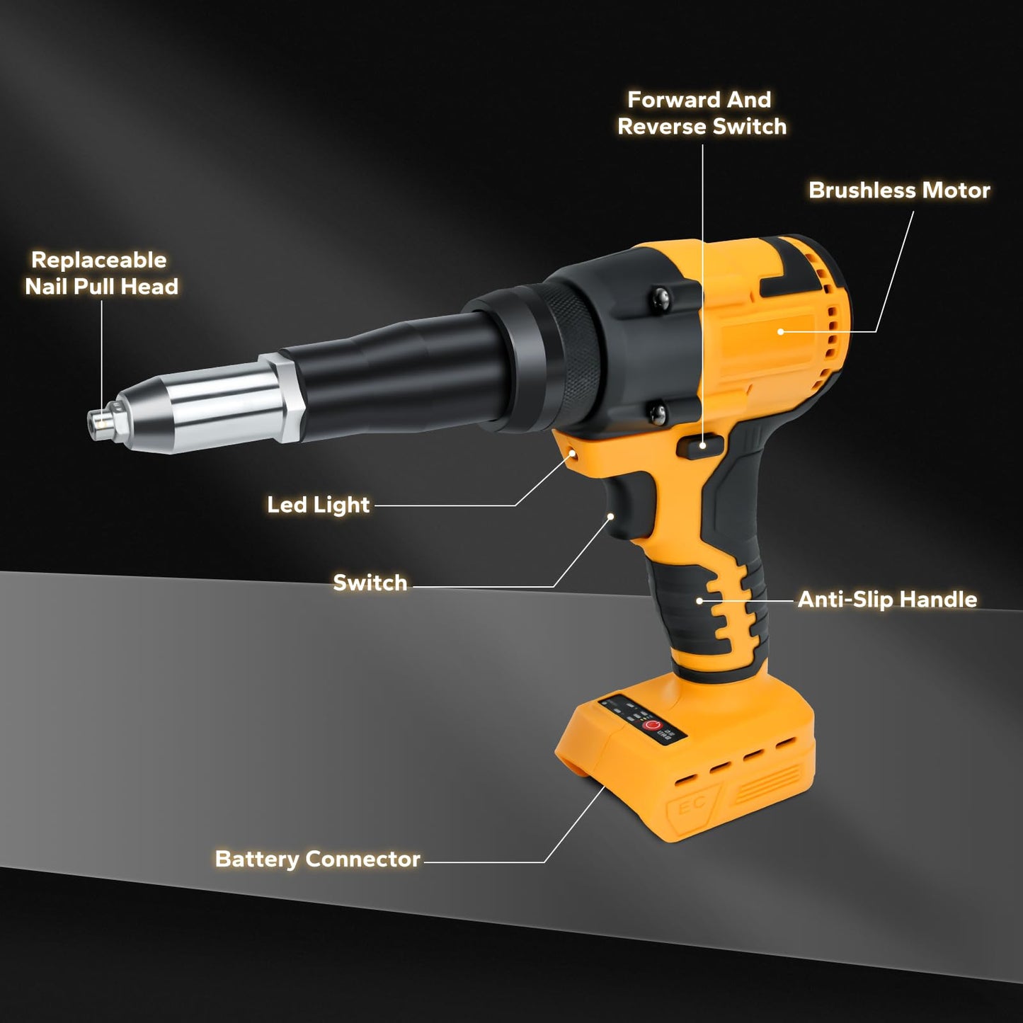 LouSdZoke Cordless Rivet Gun for DeWalt 20V,Electric Rivet Gun, Brushless Rivet Gun Tool for Rivets(1/8'', 5/32'', 3/16") - WoodArtSupply