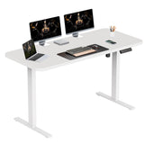 WALKINGDESK 48x24 Inches Whole Piece Electric Standing Desk, Seamless One Piece Height Adjustable Stand up Desk for Home Office, Ergonomic Sit to Stand Desk, Computer Workstation, White WALKINGDESK