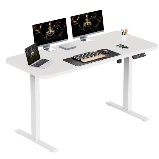 WALKINGDESK 48x24 Inches Whole Piece Electric Standing Desk, Seamless One Piece Height Adjustable Stand up Desk for Home Office, Ergonomic Sit to Stand Desk, Computer Workstation, White