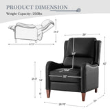 HULALA HOME Leather Recliner Chair, Modern Push Back Recliner Chair with Adjustable Backrest & Footrest, Casual Single Leather Sofa, Comfy Upholstered Club Chair for Living Room, Bedroom, Black HULALA HOME