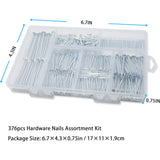 376pcs Premium Hardware Nails Assortment Kit, Maximum Length 2 Inches Galvanized Nails, Picture Hanging Nails, Wood Nails, Wall Nails with Storage Box | 6 Sizes JEGONFRI