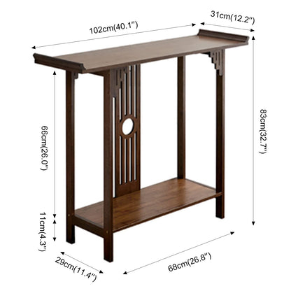 SanBouSi 2-Tier Bamboo Sofa Console Table, 40 Inch Vintage Chinese Country Entry Table Narrow Entryway Table for Entryway, Living Room, Hallway, Brown - WoodArtSupply