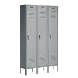 GLOBAL INDUSTRIAL Single Tier Locker, 12x18x72, 3 Door, Ready To Assemble, Gray Global Industrial