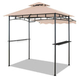 CHARMELEON Double Tiered Grill Gazebo 5x8, Outdoor BBQ Patio Canopy Tent with Stretchable Side Awning (Beige) CHARMELEON
