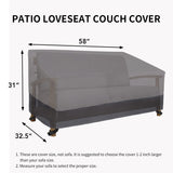 Easy-Going Waterproof Outdoor Sofa Cover, Heavy Duty 2 Seater Outdoor Loveseat Cover, Windproof Patio Furniture Cover with Air Vent (58Wx32.5Dx31H inch, Gray/Dark Gray) Easy-Going