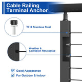 BLIKA 20 Pack 1/8" Black Cable Railing Anchor Terminal, T316 Stainless Steel, Invisible Cable Railing Kits for Metal Posts, Cable Railing End Fittings, Cable Railing Corner Post Anchor BLIKA