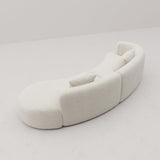 Acanva Modern Curved Sectional Living Room Couch, Minimalist Comfy Boucle Fabric Modular Sofa for Apartment, Home Office, 114" W Right Hand Facing, White Acanva