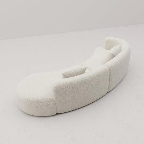 Acanva Modern Curved Sectional Living Room Couch, Minimalist Comfy Boucle Fabric Modular Sofa for Apartment, Home Office, 114" W Right Hand Facing, White Acanva