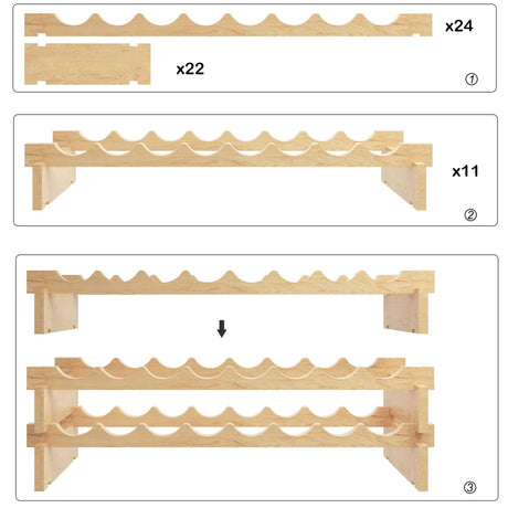 SDHYL 120 Bottles-12 Rows Stackable Modular Wine Holder Rack, Wine Storage Rack, Solid Wooden Wine Display Shelves (12 Rows x 10 Bottles/Row) SDHYL