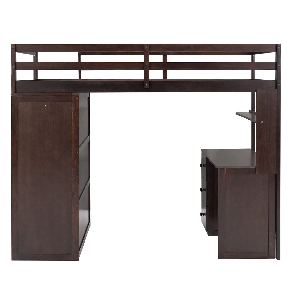 Harper & Bright Designs Twin Loft Bed with Desk and Wardrobe,Solid Wood Loft Bed Frame Twin with Storage Drawers for Kids Teens Adults,No Box Spring Needed,Espresso Harper & Bright Designs