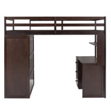 Harper & Bright Designs Twin Loft Bed with Desk and Wardrobe,Solid Wood Loft Bed Frame Twin with Storage Drawers for Kids Teens Adults,No Box Spring Needed,Espresso Harper & Bright Designs