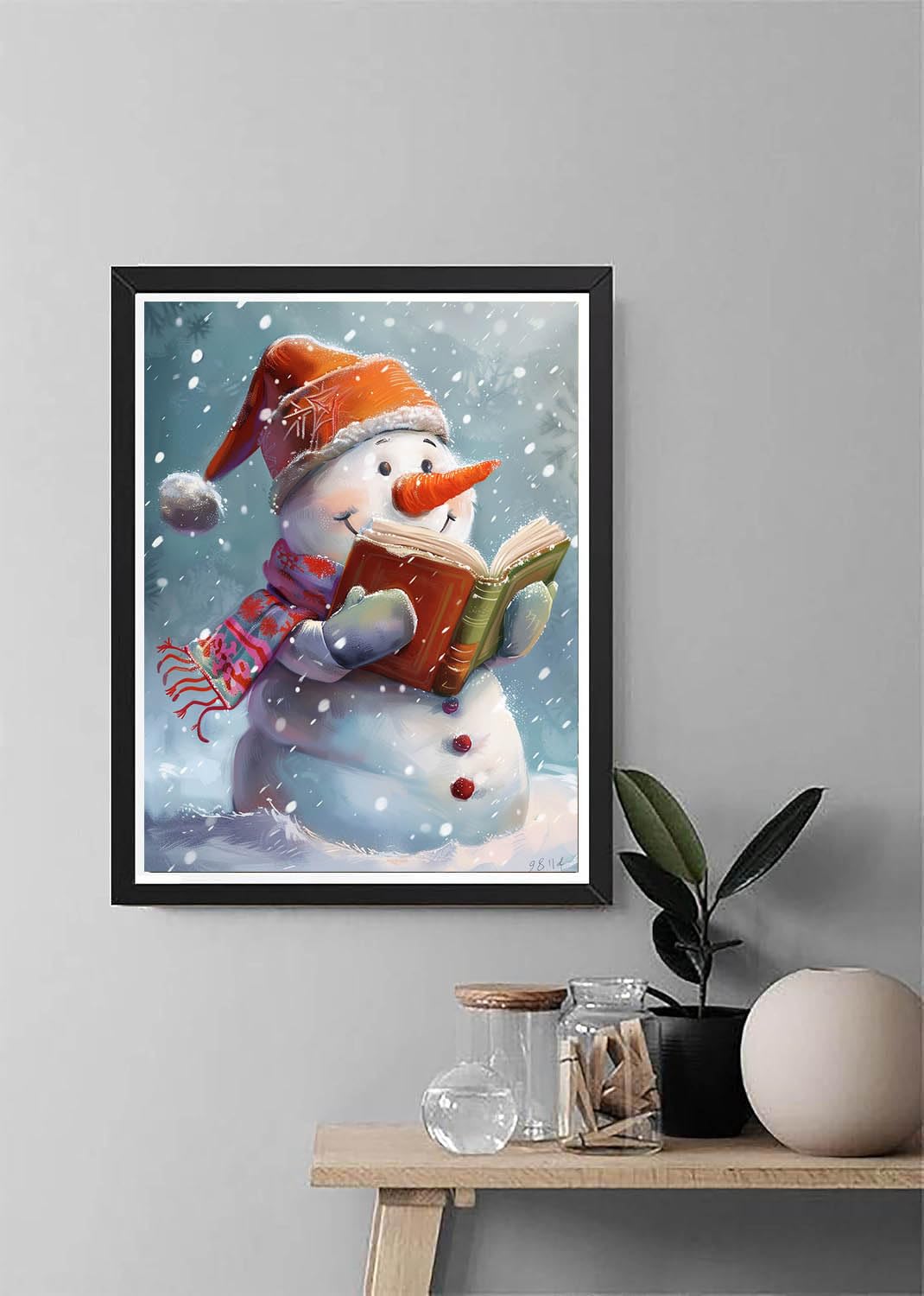 Diymood Paint by Numbers for Adults Snowman, DIY Oil Painting Christmas Acrylic Paint by Number Kits for Kids Adults Beginner for Home Wall Decor 16x20 inch Diymood