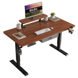 bilbil Electric Standing Desk with Drawer, 55x30 Inches Adjustable Height Sit Stand Up Desk with Storage Shelf, Home Office Desk Computer Workstation with Dark Walnut Top/Black Frame bilbil
