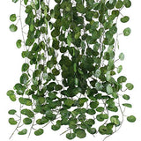 HO2NLE 12 Pack 84 Feet Artificial Fake Hanging Vines Plant Faux Silk Green Leaf Garlands Home Office Garden Outdoor Wall Greenery Cover Jungle Party Decoration HO2NLE