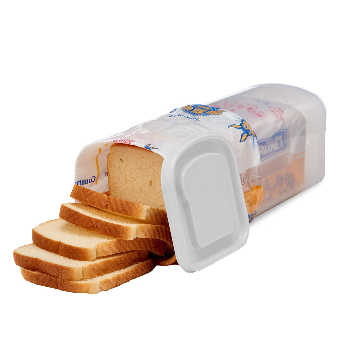 Buddeez Bread Buddy Bread Box – Fresh Bread Storage Container, Plastic Sandwich Bread Dispenser, White Lid, Pack of 1 Buddeez