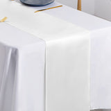 SiinvdaBZX 4 Pcs White Satin Table Runner 12 x 108 inches Long, Bright Smooth Satin Wedding Table Runner Decorations for Birthday Parties, Buffet, Banquets, Graduations, Engagements SiinvdaBZX