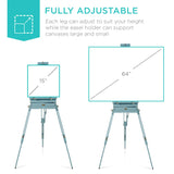 Best Choice Products French Easel, 32pc Beginners Kit Portable Wooden Folding Adjustable Sketch Box Artist Tripod for Painting, Drawing w/Acrylic Paints, Brushes, Canvases, Palettes - Blue Best Choice Products