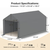 GOJOOASIS Car Port Canopy Tent Carport 10'x20' Car Tent Portable Garage, Tents for Car Waterproof & UV Protected for Wedding, Garden Shelter, Storage Shed (Gray) GOJOOASIS