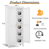 RISTERN White Pantry Storage Cabinet,71" Kitchen Pantry with Doors and 4 Adjustable Shelves, Metal Storage Cabinet, for Office, Home, Garage, School RISTERN