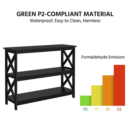 Yaheetech Modern 3-Tier Black Console Table with Storage Shelves - WoodArtSupply