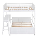 Harper & Bright Designs Full Over Full Bunk Beds with Desk and Drawers, Wood Full Size Loft Bed with Removable Full Platform Bed Frame, Bunk Bed with Ladder for Kids Girls Boys, White Harper & Bright Designs