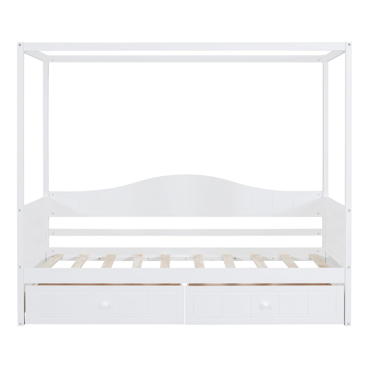 Harper & Bright Designs Twin Canopy Bed with Storage, Wood Twin Daybed Frame with 2 Drawers, Twin Sofa Bed, Platform Bed Frame for Kids, Teens, Adults, No Box Spring Required, White Harper & Bright Designs