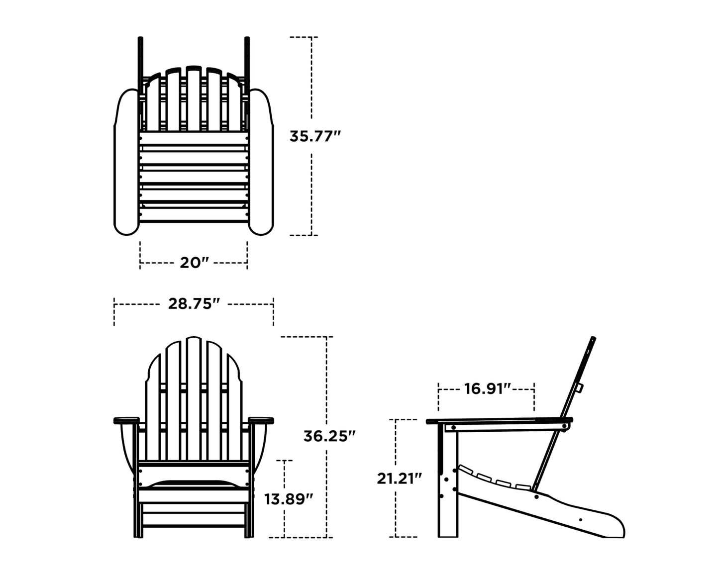 POLYWOOD AD4030WH Classic Outdoor Adirondack Chair, White