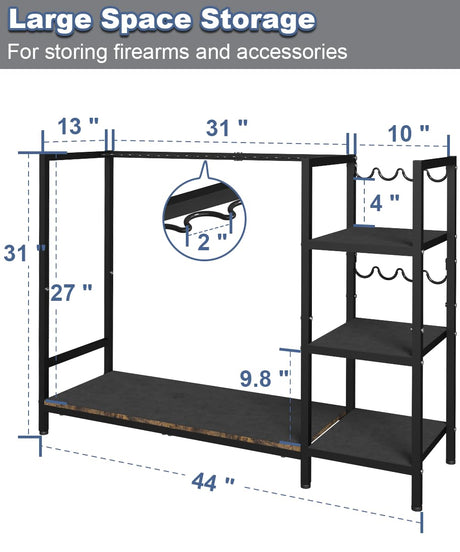 Mondazie Gun Rack, Floor Standing Rifle Stand with Pistol Shelves, Vertical Shotgun Storage Holder Display Racks Indoor with Padding for Home or Garage, Hold up to 11 Long Guns and 8 Handguns, Black Mondazie