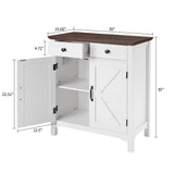 Farmhouse Buffet Cabinet with 2 Drawers & Adjustable Shelf, 2 Barn Door Storage Sideboard for Kitchen, Entryway, Living Room, White eShelf