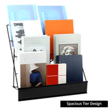 QWORK 4-Tiered Metal Book Display Stand – 18.4 x 16.6 x 14.5, Book Signing Wire Rack, Space-Saving Tabletop Cd Display Countertop Magazine Rack for Picture Literature Brochure Library Classroom QWORK