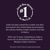 Keter Kentwood 92 Gallon Resin Deck Box-Organization and Storage for Patio Furniture Outdoor Cushions, Throw Pillows, Garden Tools and Pool Floats, Dark Grey Keter