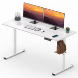 FitStand Adjustable Stand Up Desk with Memory Preset, Standing Desks 55 x 24 Inch Electric Home Office Desk Computer Workstation Splice, White Top + White Frame FitStand