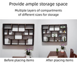 Koenqxoa Solid Wood Shadow Box Display Shelf, Wall Mountable Curio Display Case, Floating Shelf for Collectible Figurines, Multi-Slot Wall Decor Display Case(Small) Koenqxoa