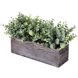 Faux Eucalyptus Plants in Rustic Rectangular Wood Planter Box Artificial Eucalyptus Greenery Arrangement Potted Plant in Dusty Green for Wedding Centerpiece Office Room Table Windowsill Décor Winlyn