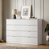 MAISONARIA White Dresser for Bedroom, 8 Drawer Double Dresser, Modern Chest of Drawers for Bedroom, Living Room, Entryway and Closet, 55" L x 15.7" D x 37.4" H MAISONARIA