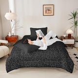 Castle Fairy Leopard Print Bedding Set 3 Pcs King Size,Cheetah Comforter Set,African Wildlife Down Alternative Adults Bedroom Decor,Gray Wild Animal Skin Ultra Soft Bed Inner Fill with 2 Piilowcases Castle Fairy