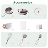 ROBUD Play Kitchen Set, Wooden Play Kitchen with Ice Maker, Fridge, Coffee Machine, Oven, Dishwasher, Microwave, Kitchen Accessories, Toy Kitchen Gift for Boys Girls, 3+ ROBUD