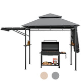 Tangkula 13.5x4 Ft Grill Gazebo with Dual Side Awnings, Double Tiered BBQ Gazebo with 2 Side Shelves, Heavy-Duty Steel Frame, CPAI-84 Barbecue Grill Gazebo Shelter for Patio, Garden, Beach, Terrace Tangkula