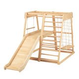 OOOK 8 in 1 Indoor Play Kids Gym,Indoor Kids Playground,Climbing Toys for Toddlers 3-8, Climber Playset with Slide, Climbing Rock/Net, Climbing Ladder, Monkey Bars, Rope Ladder,Swing OOOK