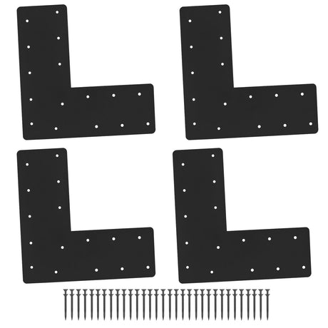XIHUWZ 4 Pcs L Shape Flat Bracket. 13.2"x 13.2"x 5" Mending Plate, Heavy Duty Right Angle Brackets, Corner Bracket, L Shape Plate Fit 4x4,6x6 for Repair House,Furniture,Pavilion,Truss framing XIHUWZ