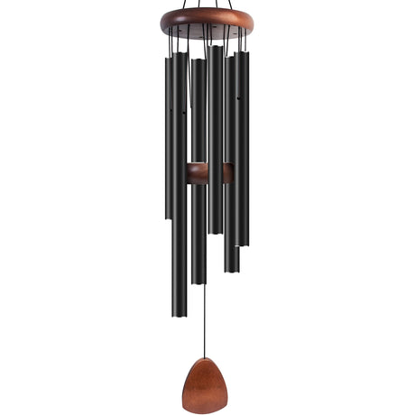 Bursvik Large Aluminium Wind Chimes 37" Inches to Create a Zen Atmosphere Suitable for Outdoor, Garden, Patio Decoration. Classic Black Wind Chimes with Wind Catcher Suitable as A Gift for Unisex Bursvik